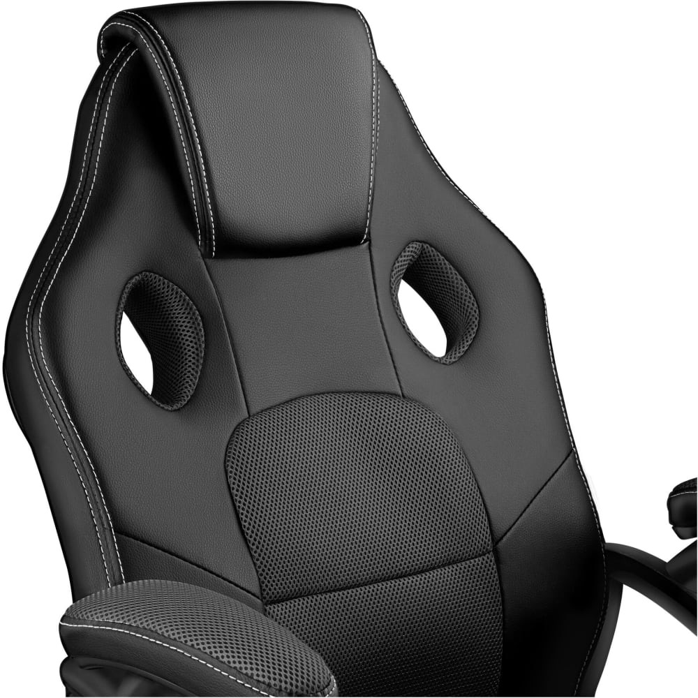 Chaise gaming Tectake noire avec assise rembourrée, accoudoirs et roulettes doubles — vue 6