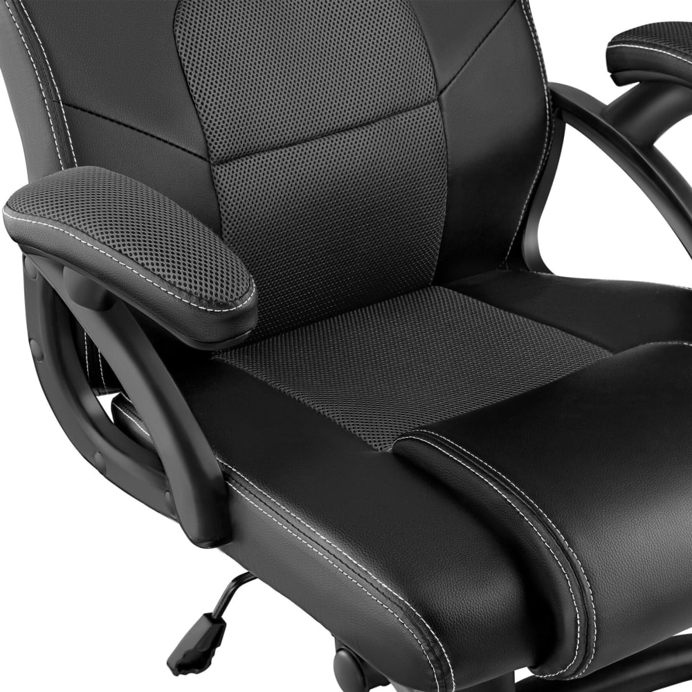 Chaise gaming Tectake noire avec assise rembourrée, accoudoirs et roulettes doubles — vue 7