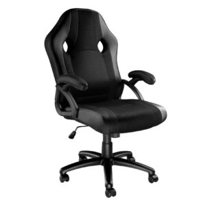 Chaise gaming Tectake Goodman noire avec accoudoirs et pied à roulettes