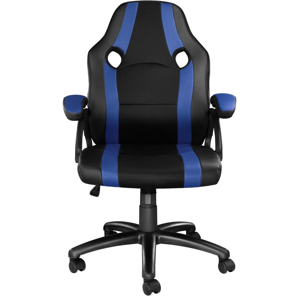Chaise gaming Tectake noire et bleue avec dossier haut et accoudoirs — vue 3