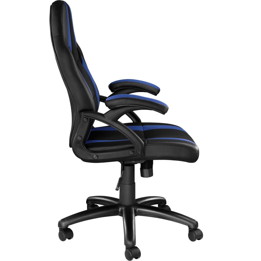 Chaise gaming Tectake noire et bleue avec dossier haut et accoudoirs — vue 4