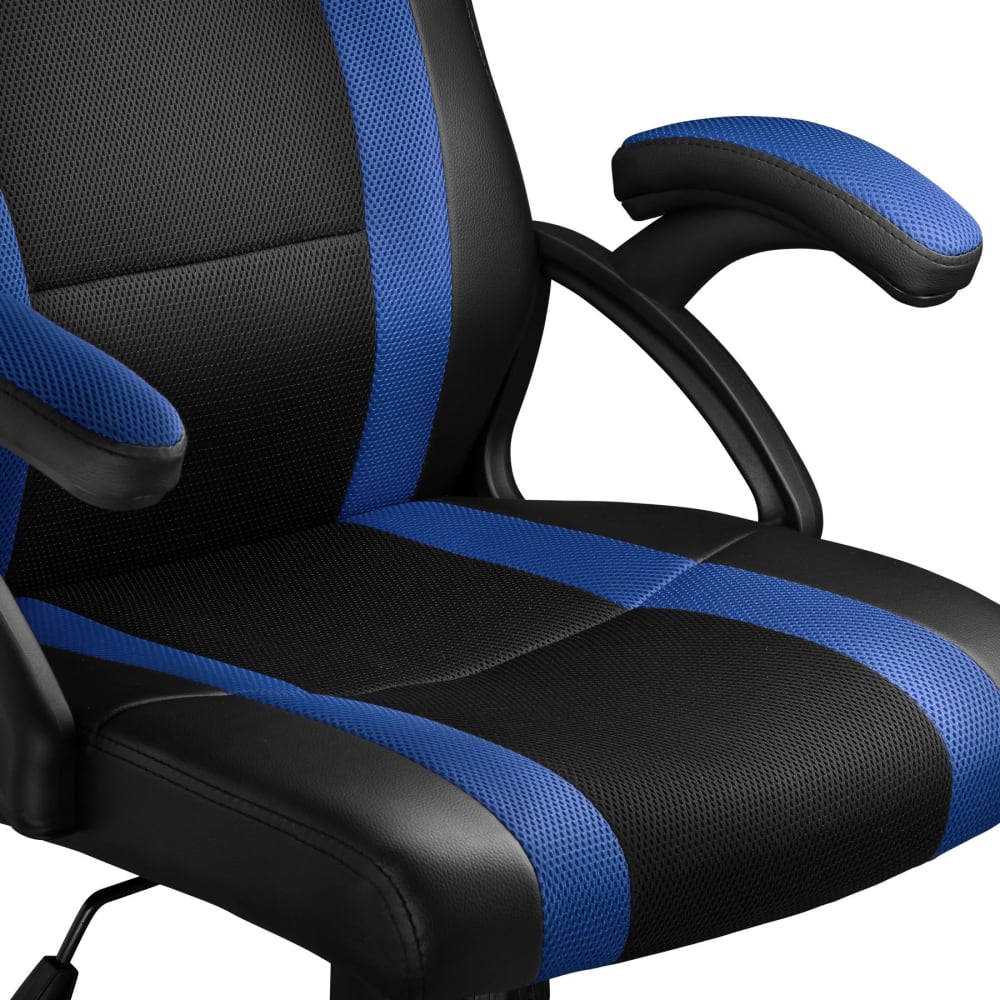 Chaise gaming Tectake noire et bleue avec dossier haut et accoudoirs — vue 8