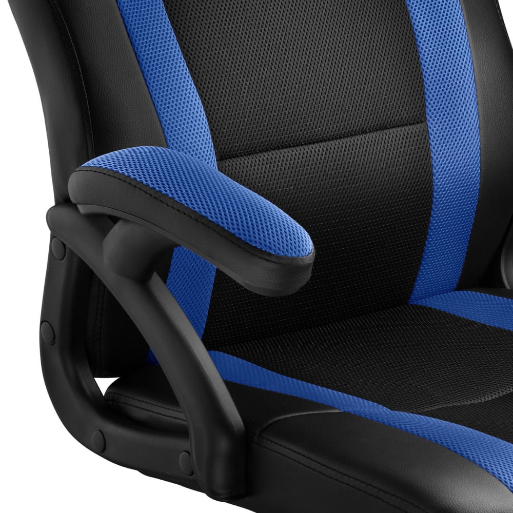 Chaise gaming Tectake noire et bleue avec dossier haut et accoudoirs — vue 10