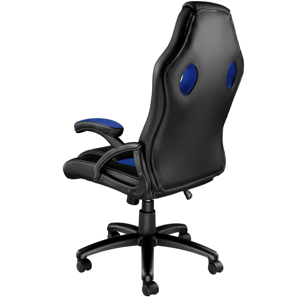 Chaise gaming Tectake Tyson noire et bleue avec dossier haut et accoudoirs — vue 4