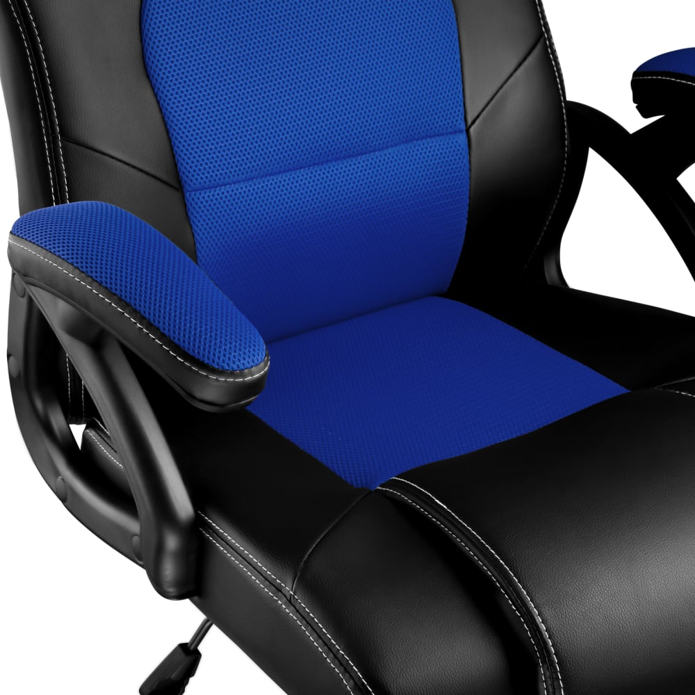 Chaise gaming Tectake Tyson noire et bleue avec dossier haut et accoudoirs — vue 5