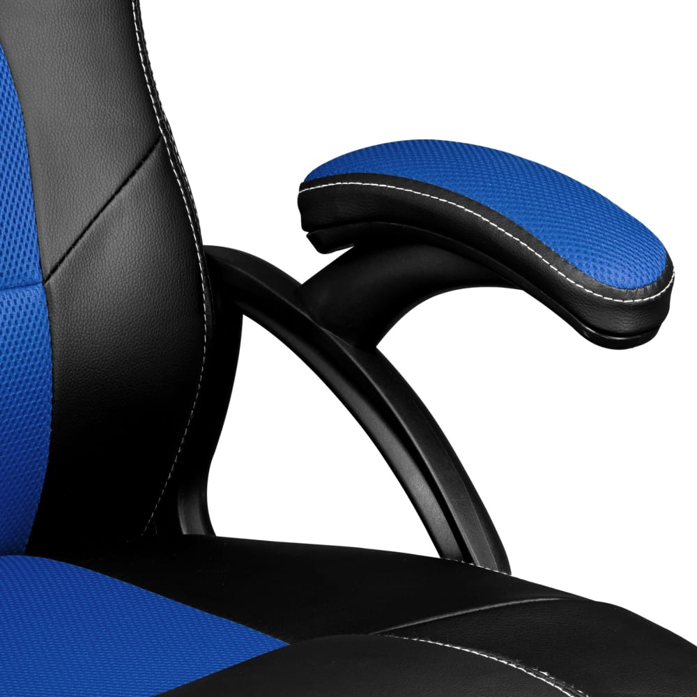 Chaise gaming Tectake Tyson noire et bleue avec dossier haut et accoudoirs — vue 7