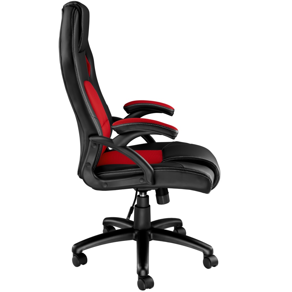 Chaise gaming Tectake Tyson noire et rouge avec dossier en mesh et roulettes — vue 3