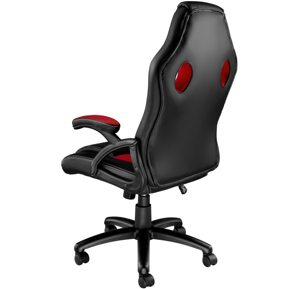 Chaise gaming Tectake Tyson noire et rouge avec dossier en mesh et roulettes — vue 4