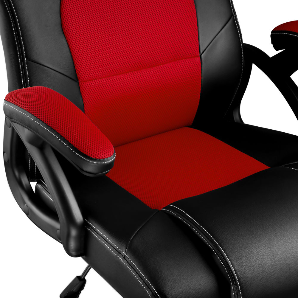 Chaise gaming Tectake Tyson noire et rouge avec dossier en mesh et roulettes — vue 5