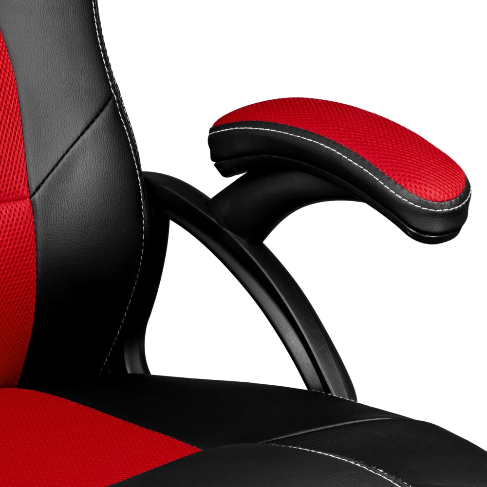 Chaise gaming Tectake Tyson noire et rouge avec dossier en mesh et roulettes — vue 7