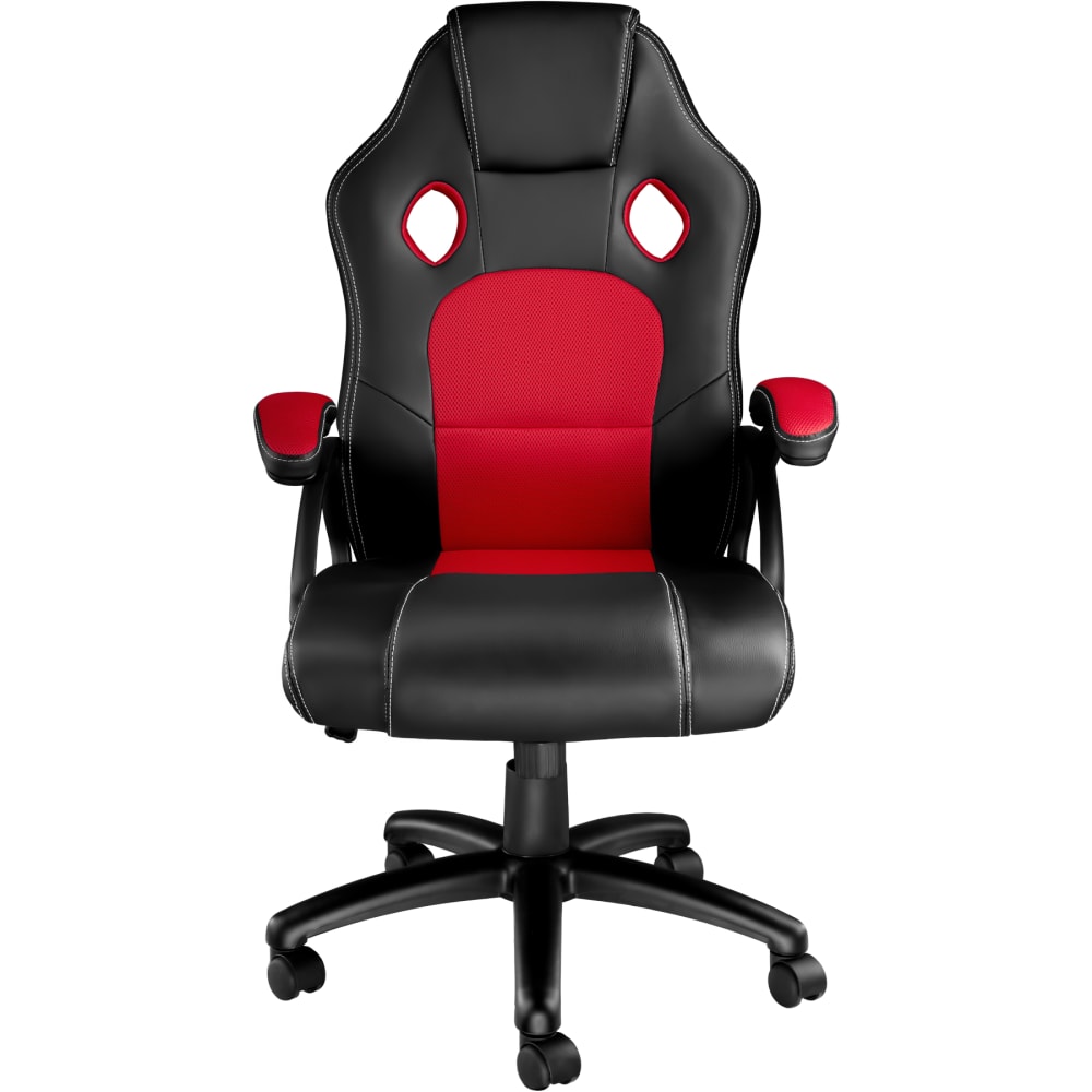 Chaise gaming Tectake Tyson noire et rouge avec dossier en mesh et roulettes — vue 8