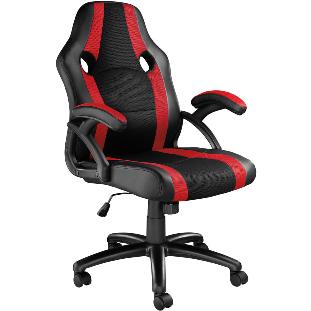 Chaise gaming Tectake noire et rouge avec dossier haut et assise rembourrée — vue 2