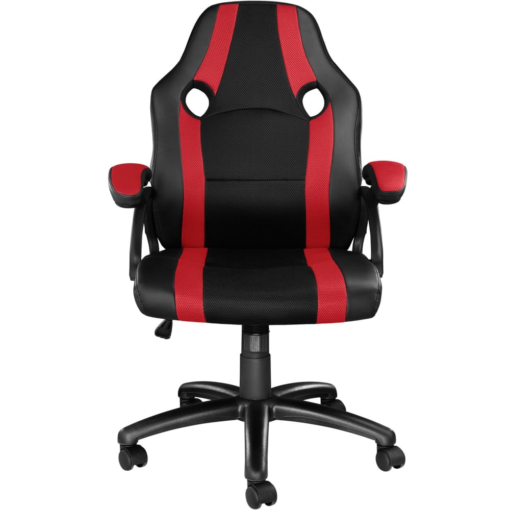 Chaise gaming Tectake noire et rouge avec dossier haut et assise rembourrée — vue 3