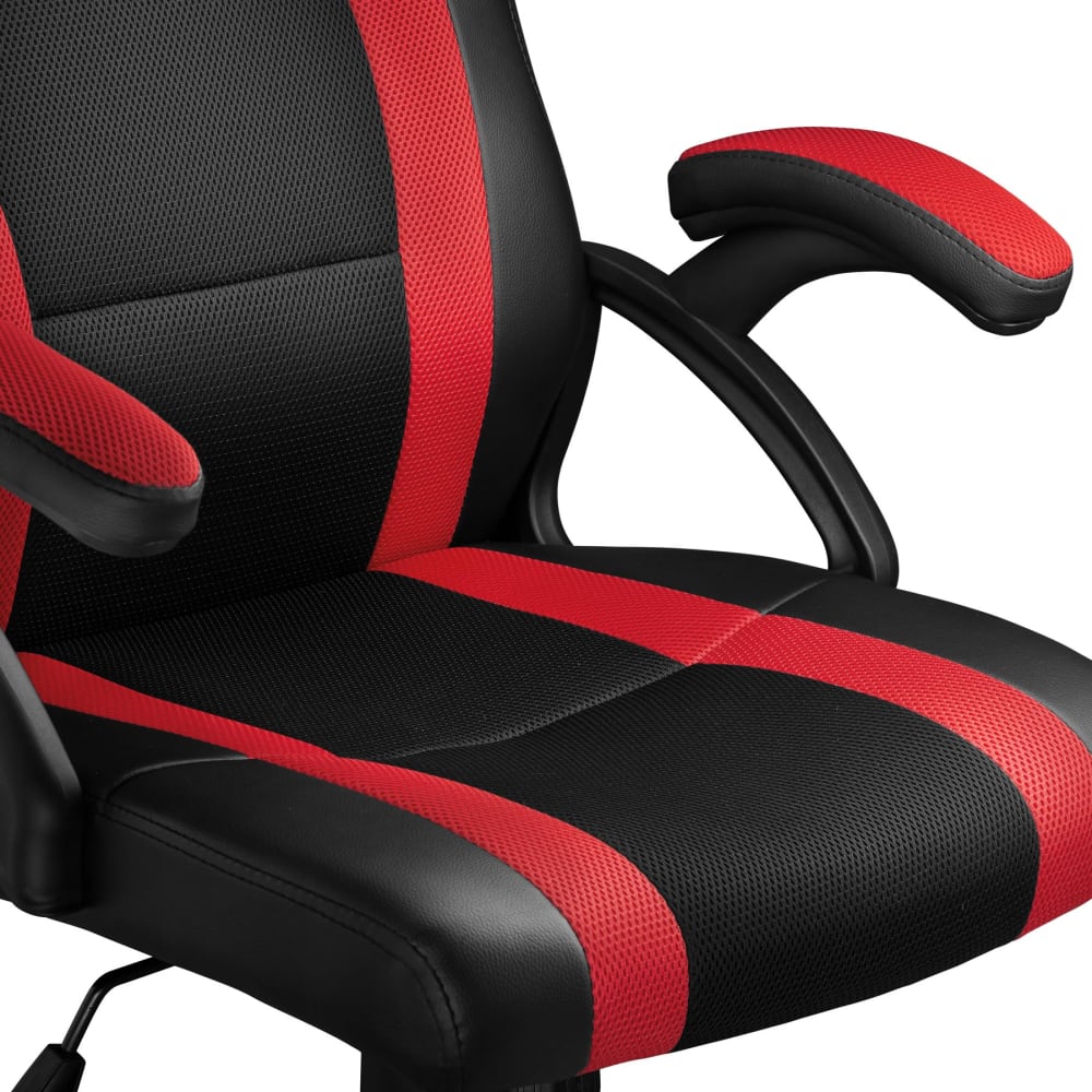 Chaise gaming Tectake noire et rouge avec dossier haut et assise rembourrée — vue 8