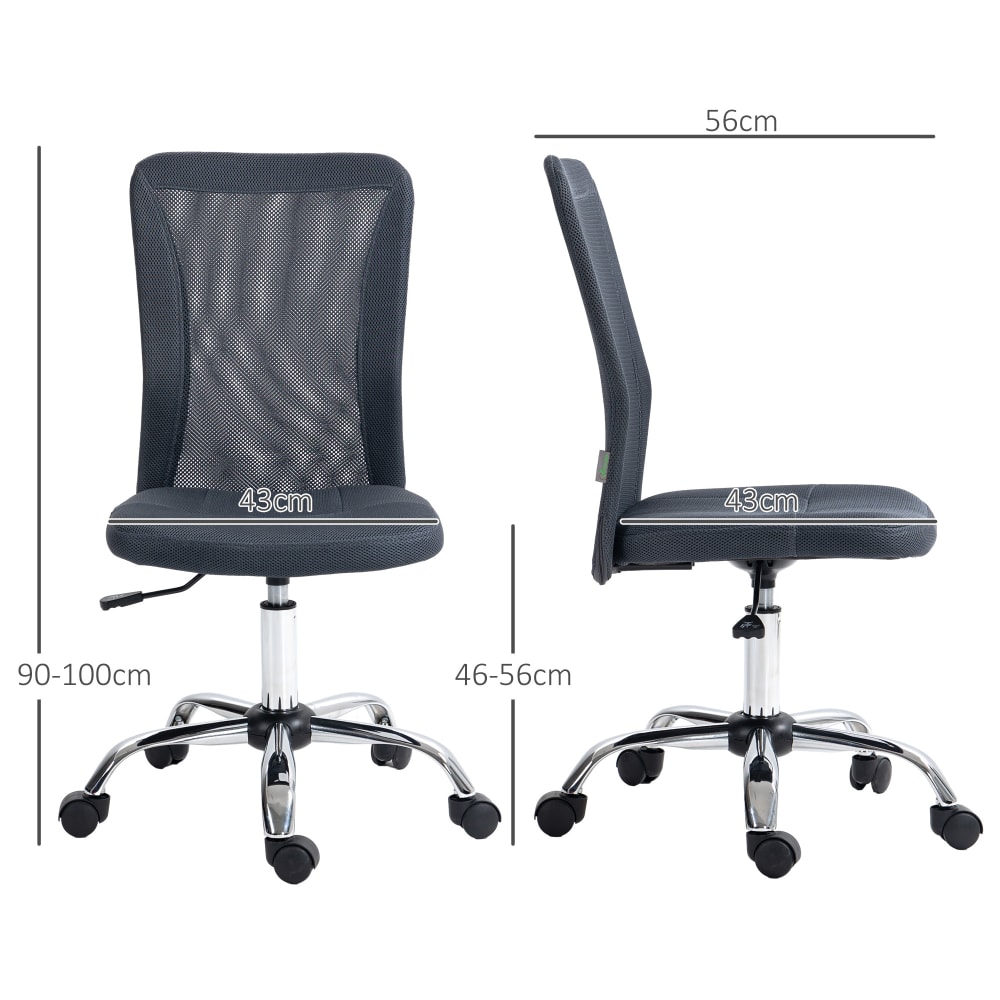 Chaise de bureau Vinsetto gris foncé avec dossier en maille et piètement chromé — vue 4