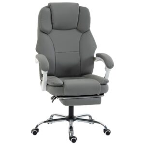Chaise de bureau Homcom grise inclinable avec repose-pieds et dossier haut