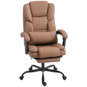 Chaise de bureau Homcom marron avec dossier inclinable et repose-pieds intégré