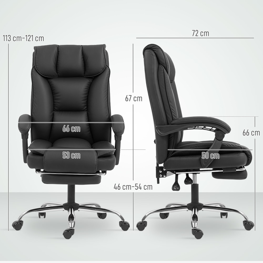 Fauteuil de bureau Homcom noir inclinable avec repose-pieds intégré — vue 4