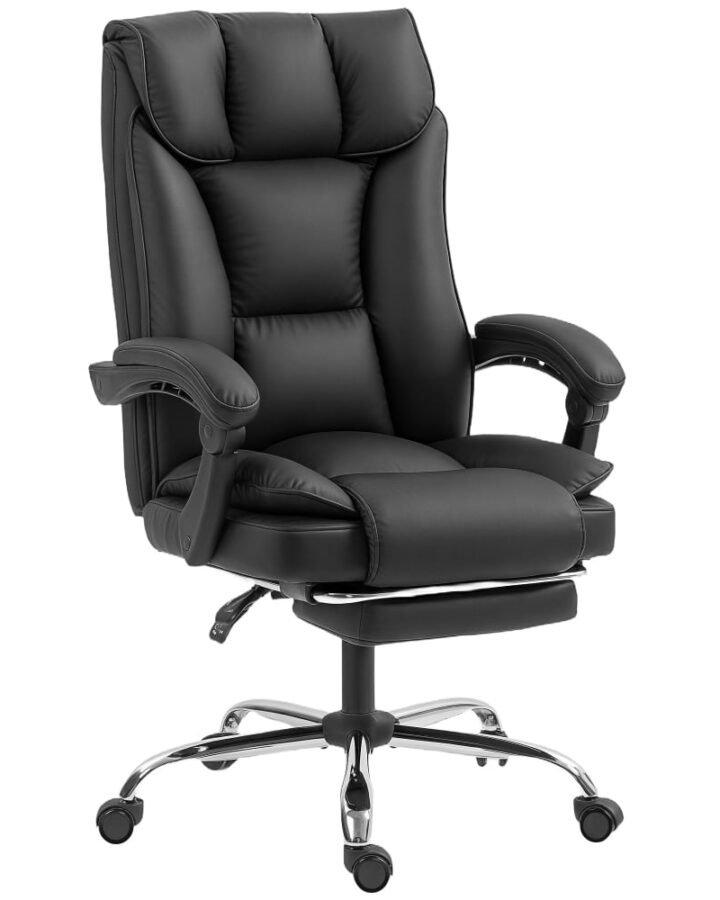 Fauteuil de bureau Homcom noir inclinable avec repose-pieds intégré