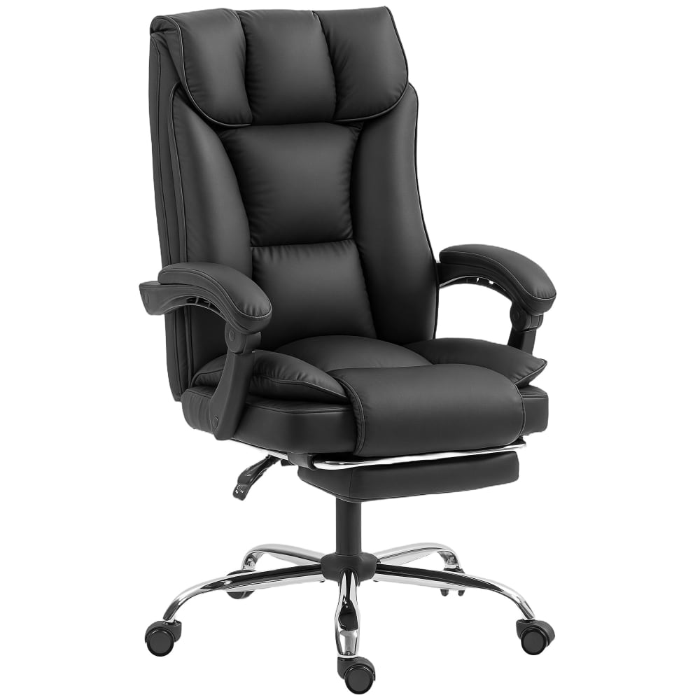 Fauteuil de bureau Homcom noir inclinable avec repose-pieds intégré
