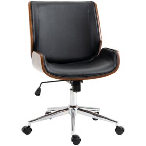 Chaise de bureau Vinsetto vintage avec coque en bois et assise noire