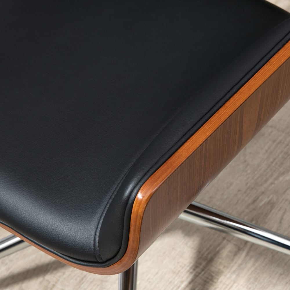 Chaise de bureau Vinsetto vintage avec coque en bois et assise noire — vue 6