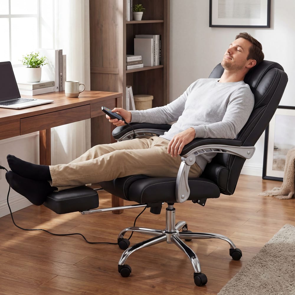 Chaise de bureau CLP Pacific noire avec repose-pieds et fonction massage — vue 2