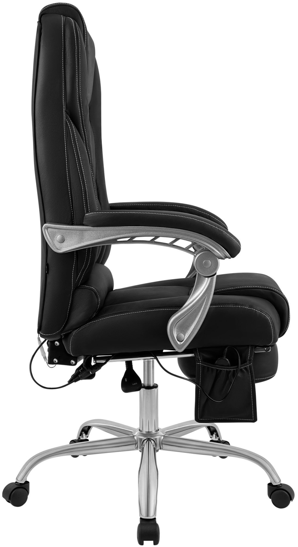 Chaise de bureau CLP Pacific noire avec repose-pieds et fonction massage — vue 4