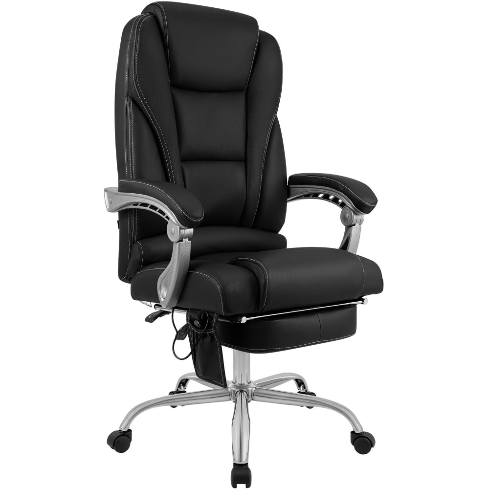 Chaise de bureau CLP Pacific noire avec repose-pieds et fonction massage