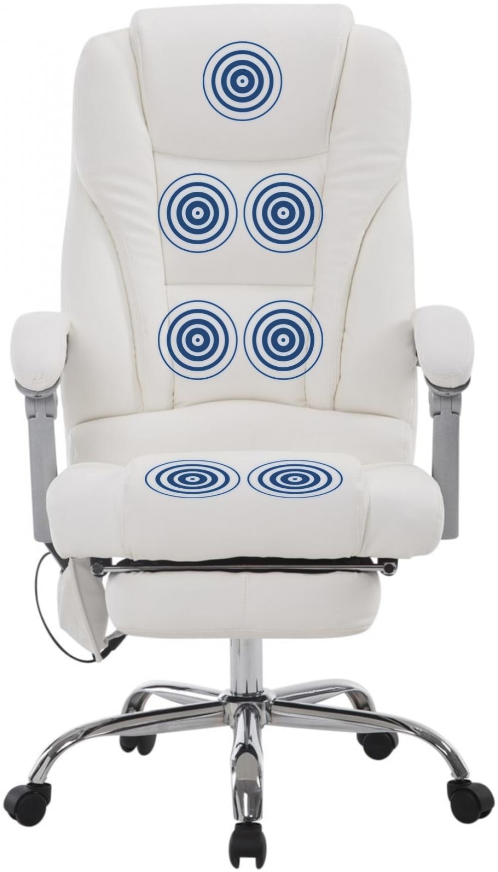 Fauteuil de bureau Pacific CLP blanc avec repose-pieds et fonction massage — vue 2