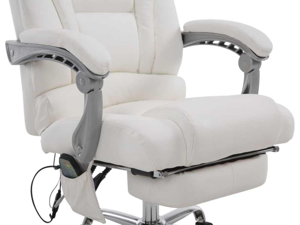 Fauteuil de bureau Pacific CLP blanc avec repose-pieds et fonction massage — vue 6