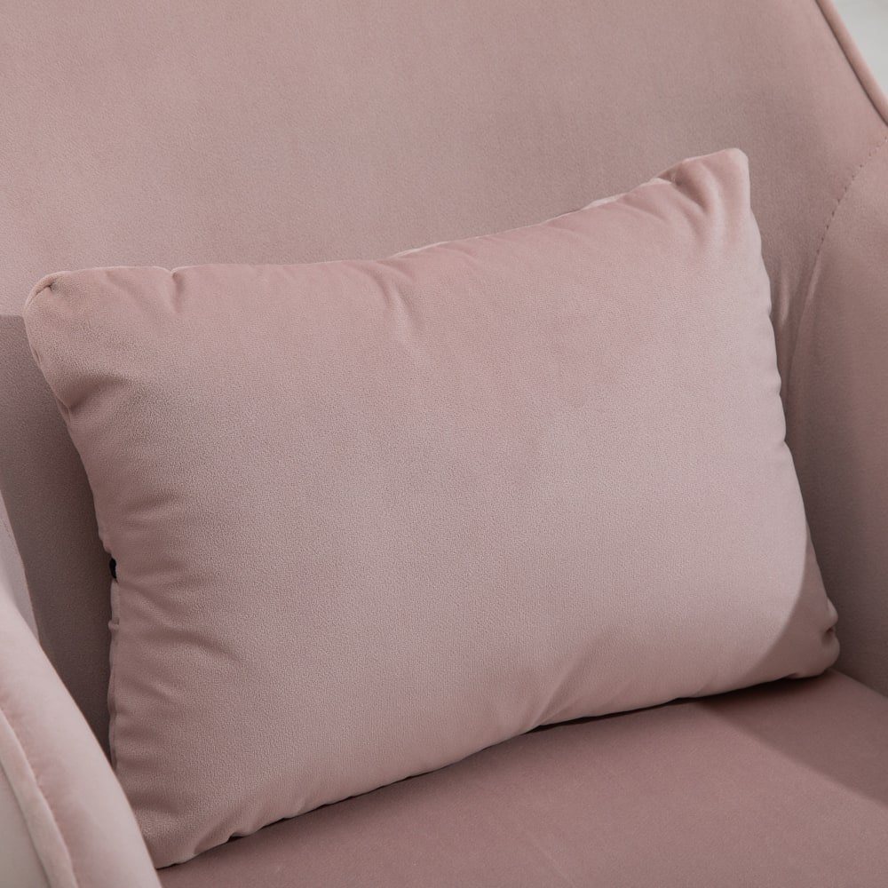 Chaise de bureau massante Vinsetto rose poudré avec coussin lombaire et roulettes — vue 6