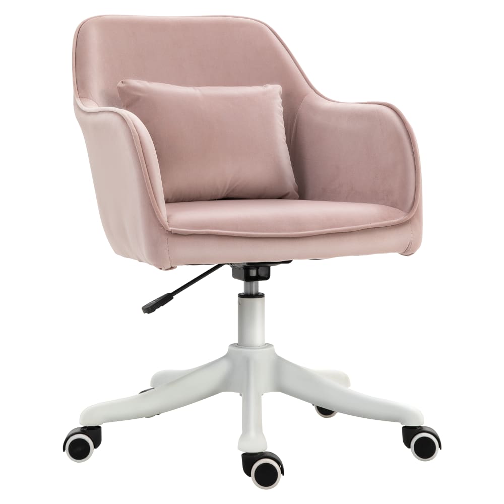 Chaise de bureau massante Vinsetto rose poudré avec coussin lombaire et roulettes