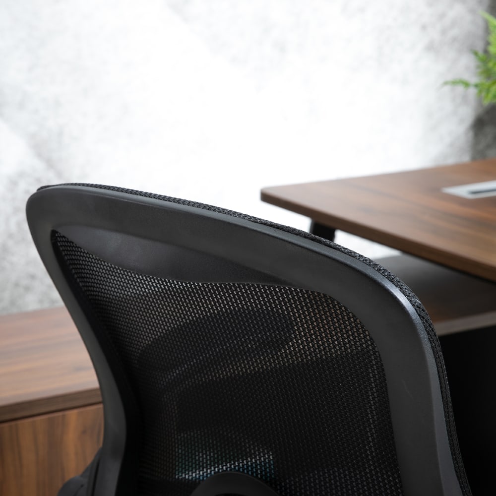 Chaise de bureau Vinsetto à assise haute, maille noire et repose-pied circulaire — vue 6