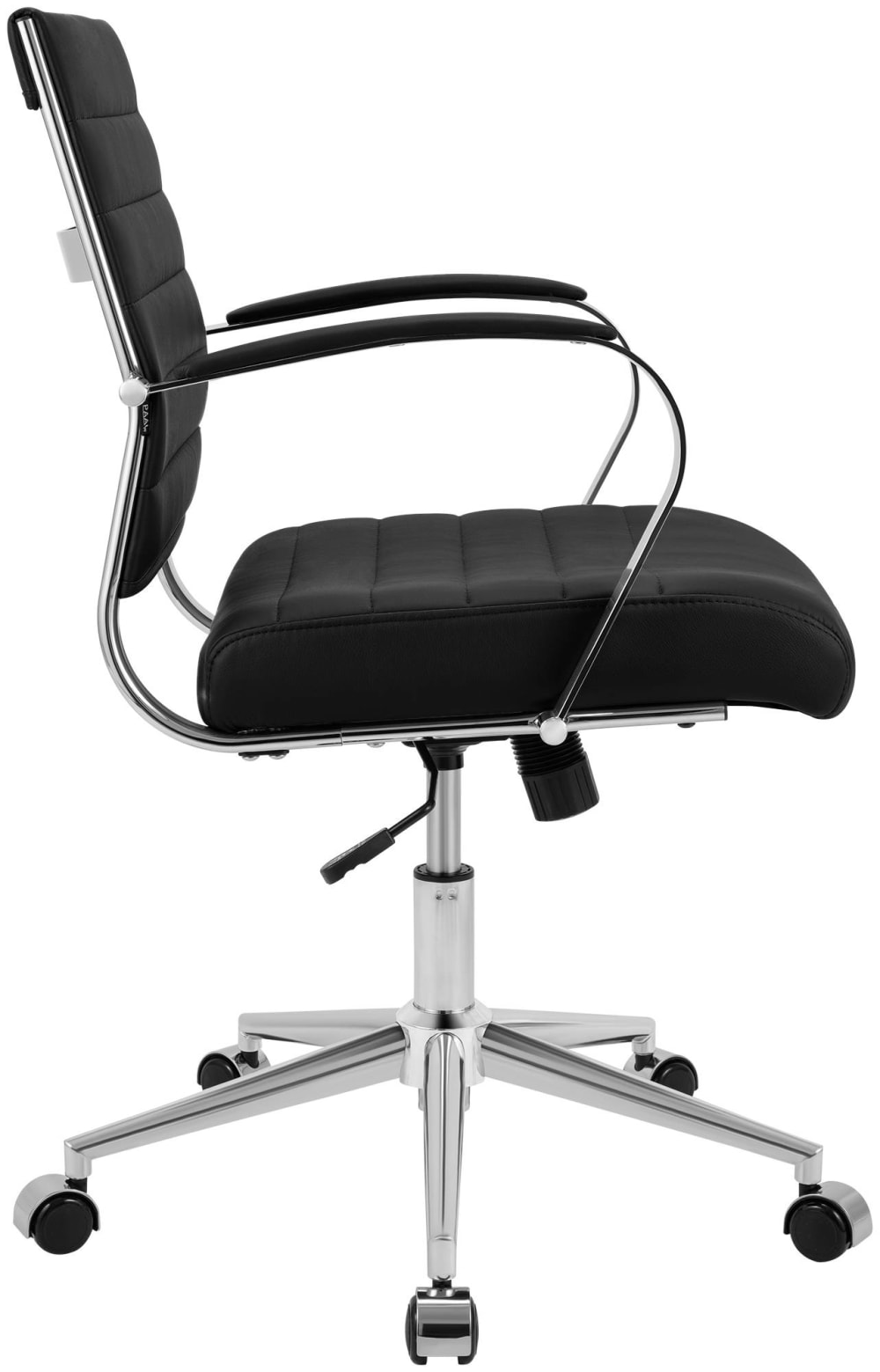 Chaise de bureau CLP Oakland noire avec piètement métallique et roulettes — vue 3
