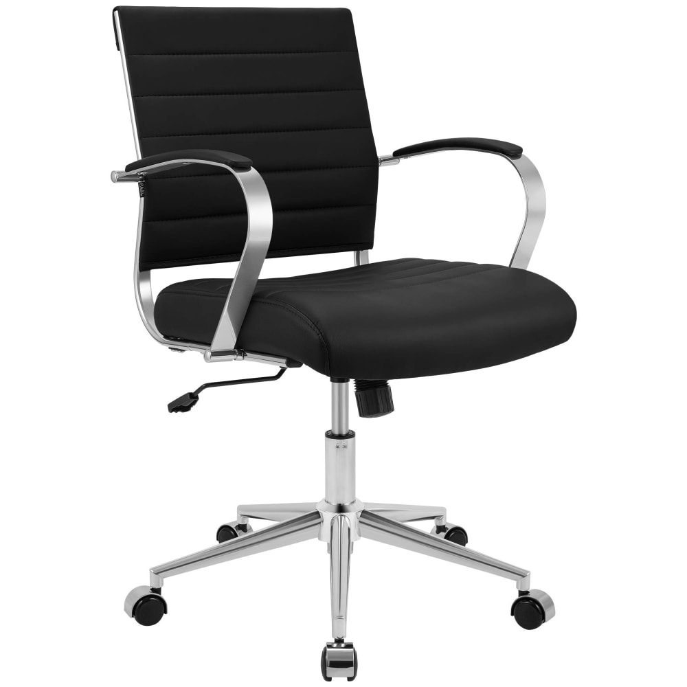 Chaise de bureau CLP Oakland noire avec piètement métallique et roulettes