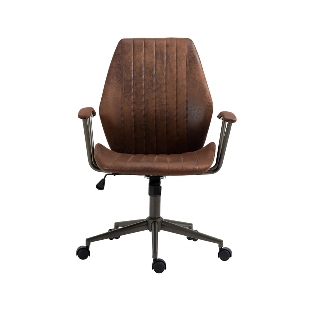 Fauteuil de bureau Nampa cognac avec accoudoirs rembourrés et piètement à roulettes — vue 2