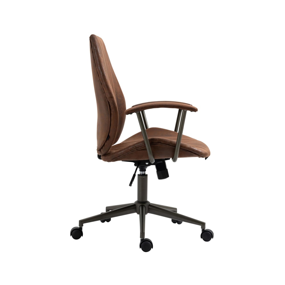 Fauteuil de bureau Nampa cognac avec accoudoirs rembourrés et piètement à roulettes — vue 4