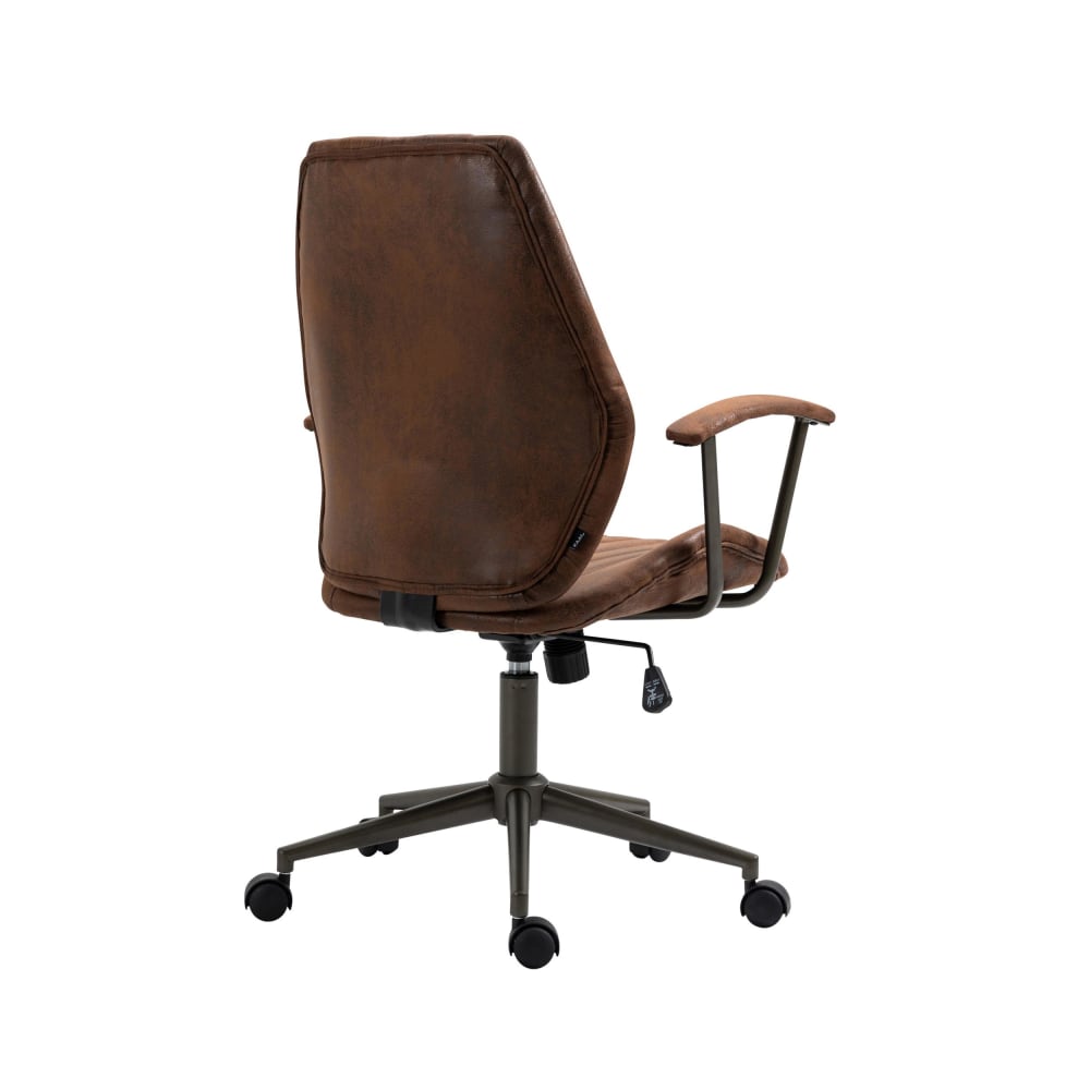 Fauteuil de bureau Nampa cognac avec accoudoirs rembourrés et piètement à roulettes — vue 5