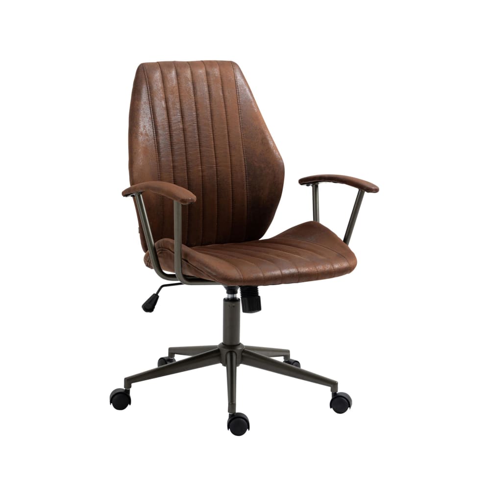Fauteuil de bureau Nampa cognac avec accoudoirs rembourrés et piètement à roulettes