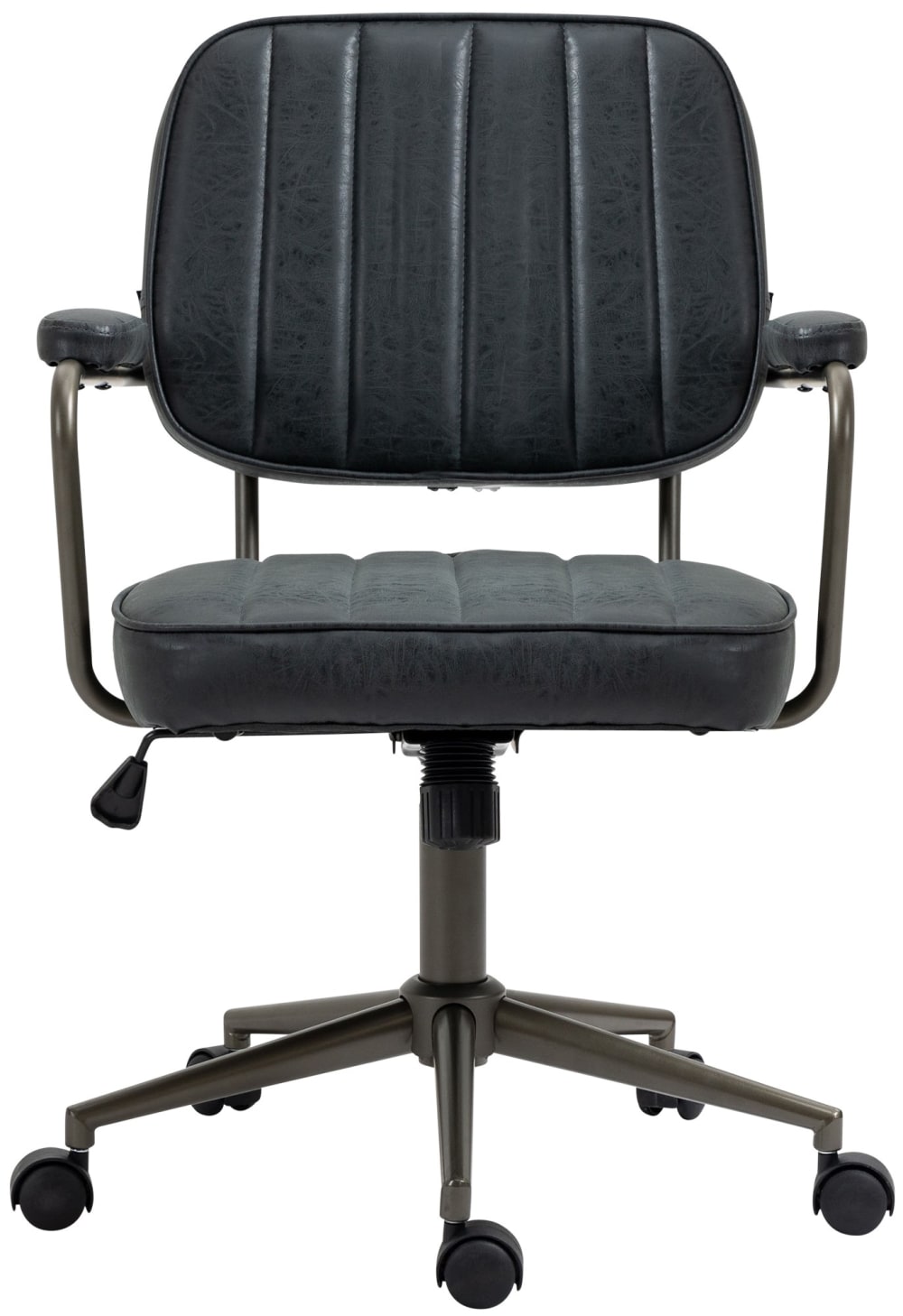 Chaise de bureau CLP Natrona en similicuir noir avec accoudoirs et roulettes — vue 3