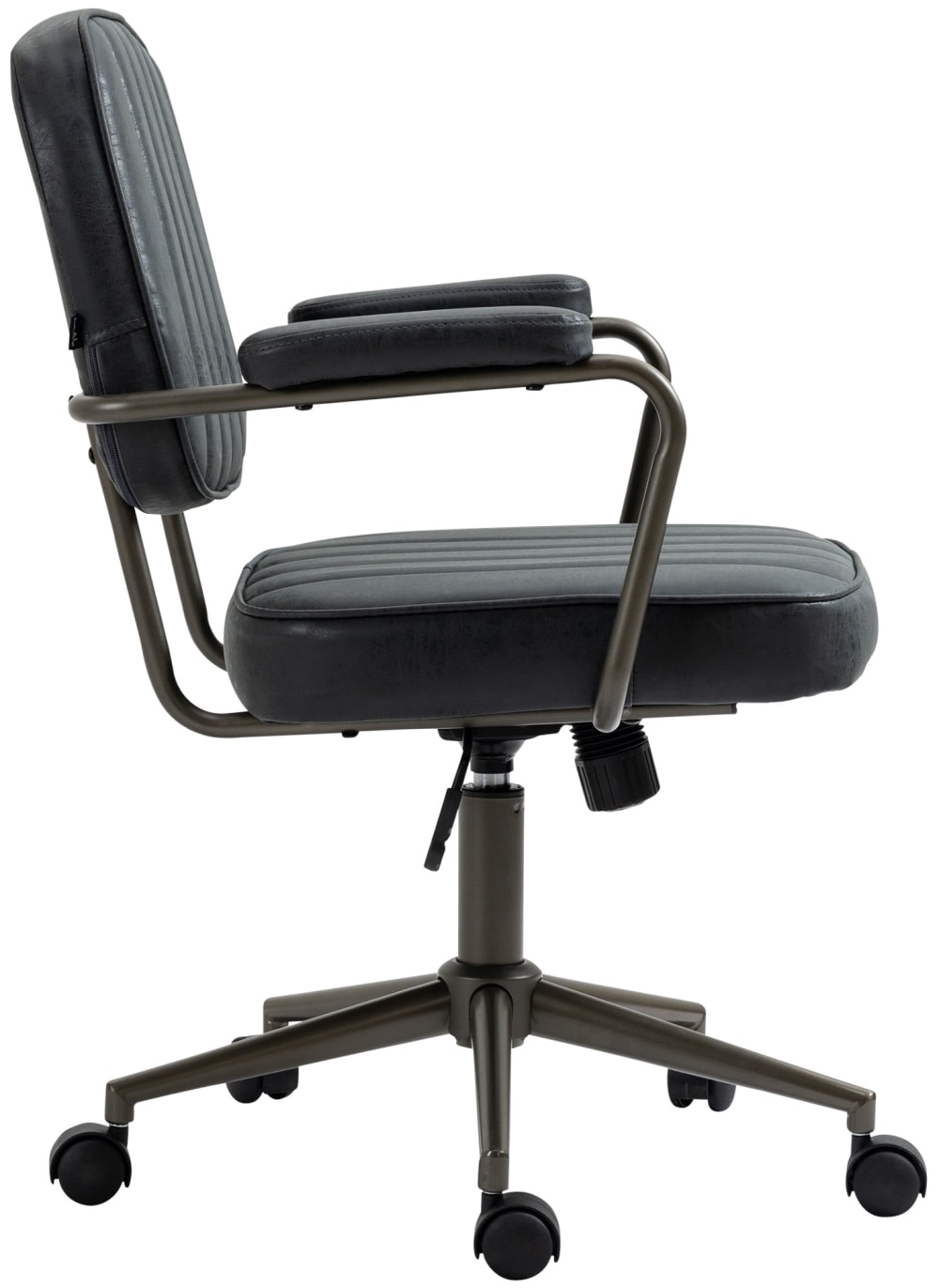 Chaise de bureau CLP Natrona en similicuir noir avec accoudoirs et roulettes — vue 4