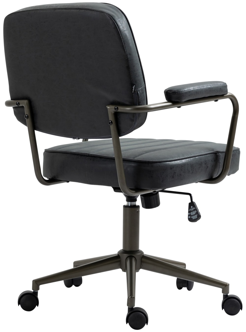 Chaise de bureau CLP Natrona en similicuir noir avec accoudoirs et roulettes — vue 5