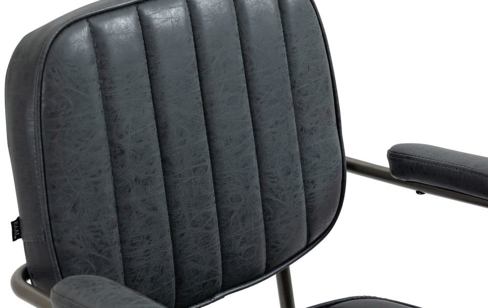 Chaise de bureau CLP Natrona en similicuir noir avec accoudoirs et roulettes — vue 7
