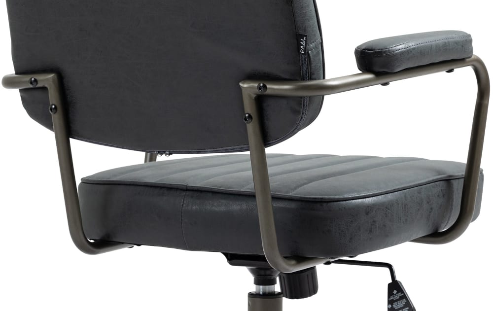 Chaise de bureau CLP Natrona en similicuir noir avec accoudoirs et roulettes — vue 8