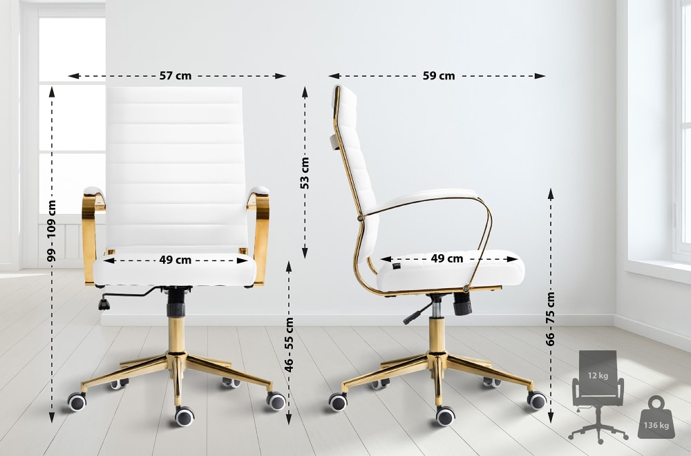 Chaise de bureau CLP Havanna pivotante avec dossier haut et accoudoirs rembourrés — vue 3