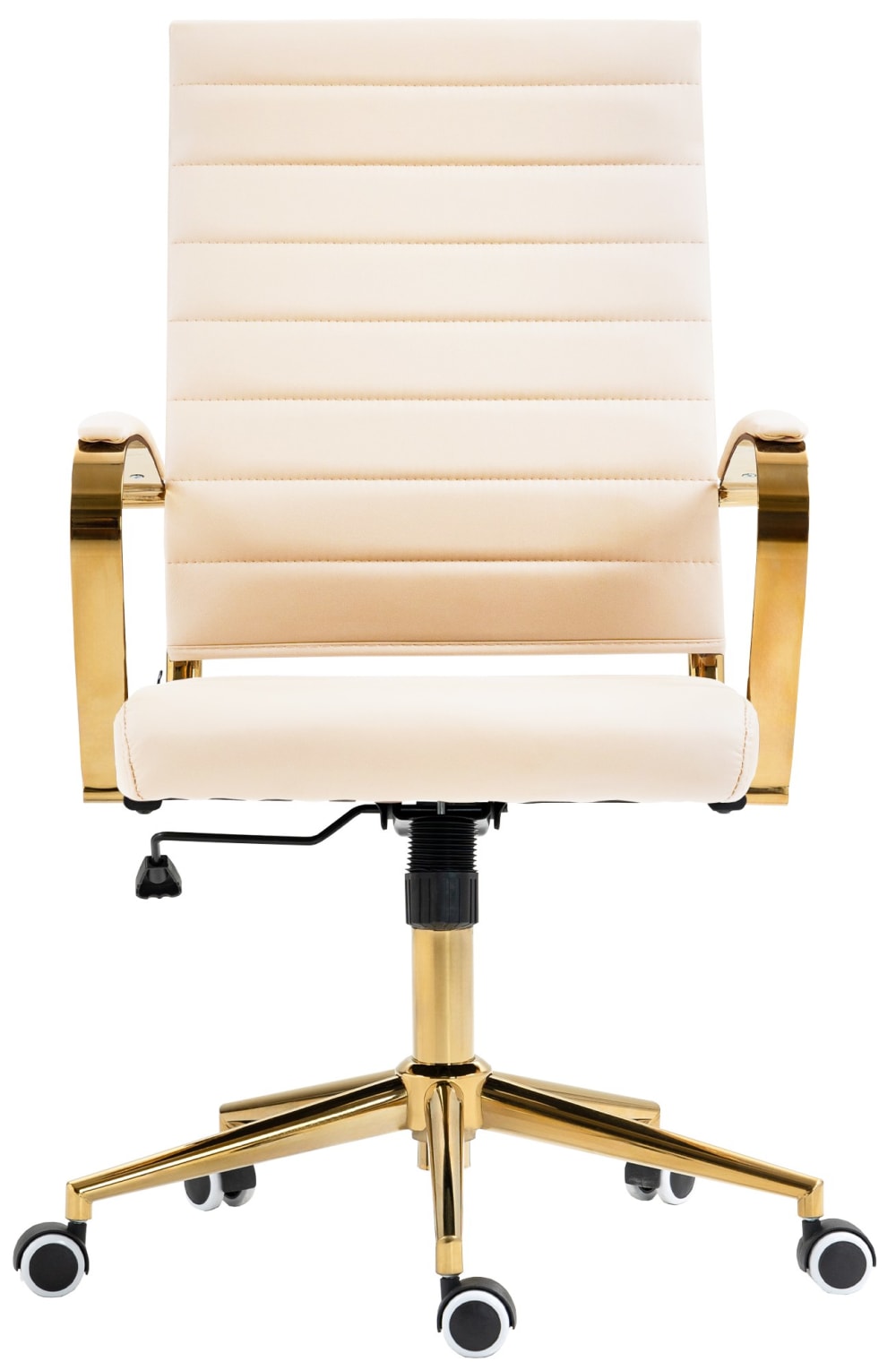Chaise de bureau CLP Havanna crème à piètement doré et roulettes — vue 2