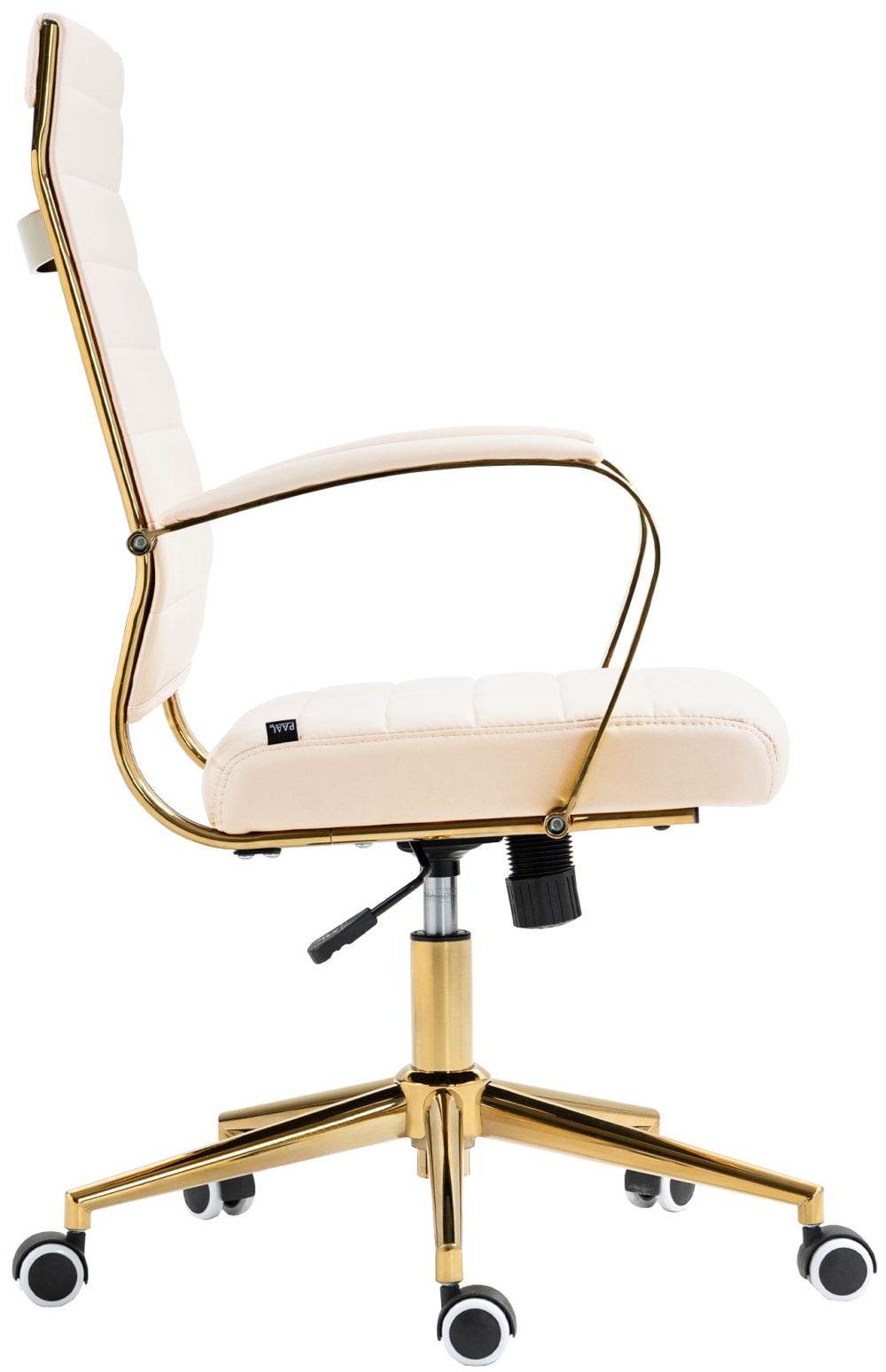 Chaise de bureau CLP Havanna crème à piètement doré et roulettes — vue 4