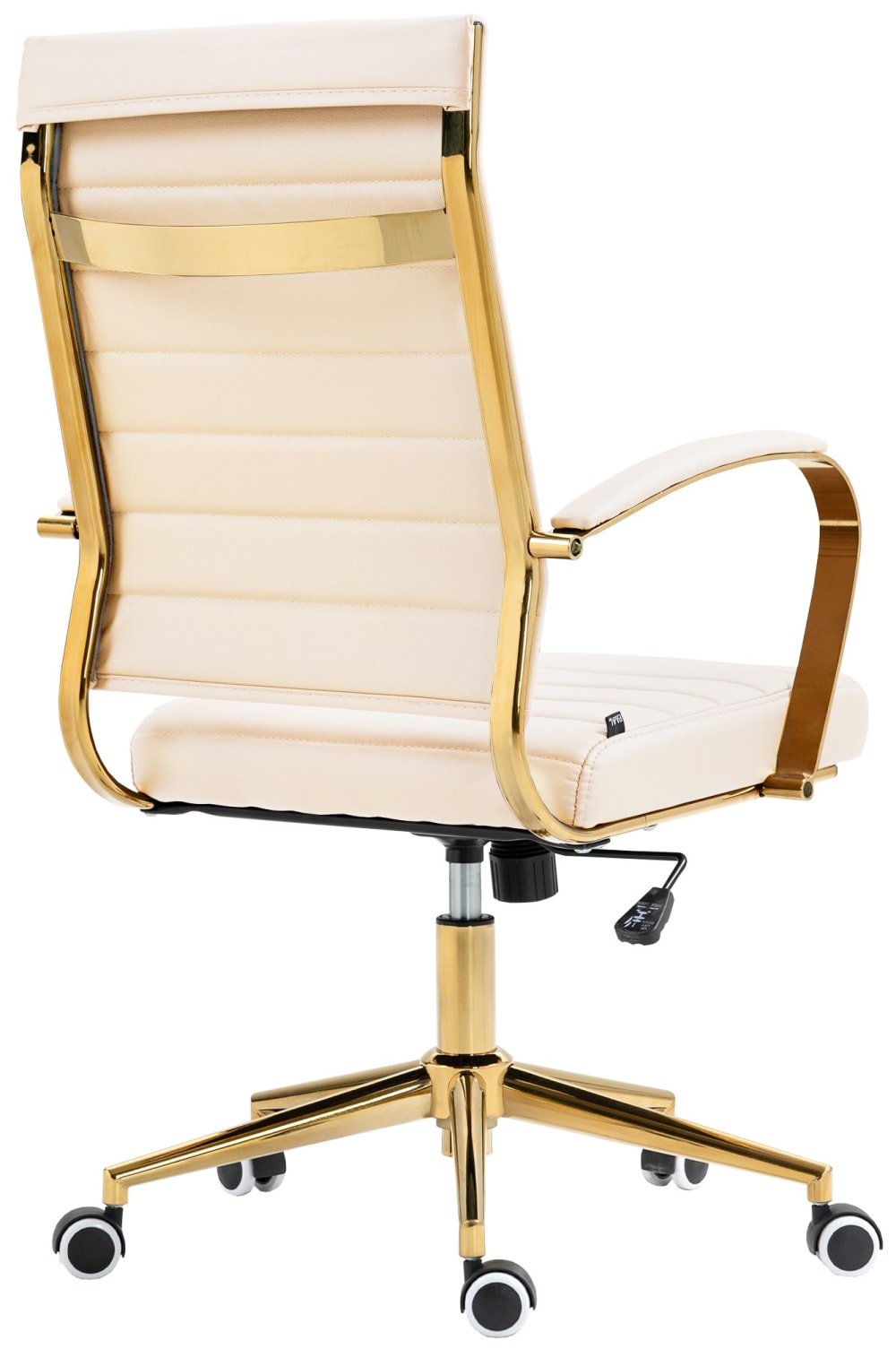 Chaise de bureau CLP Havanna crème à piètement doré et roulettes — vue 5