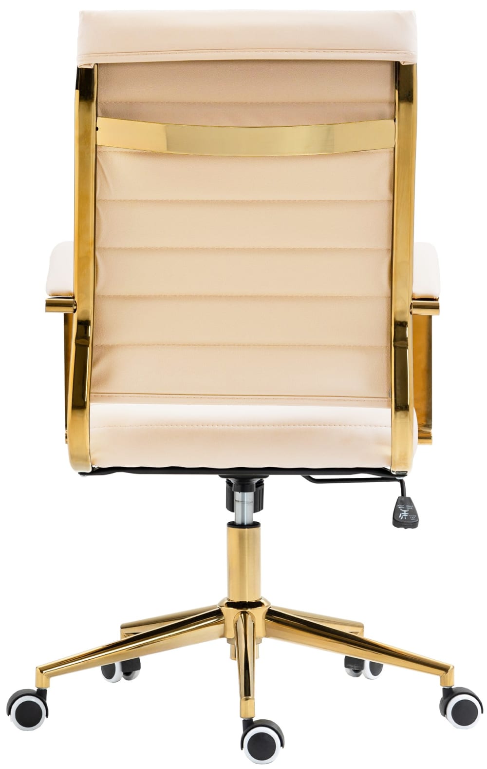 Chaise de bureau CLP Havanna crème à piètement doré et roulettes — vue 6